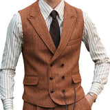 Aidase Herringbone Men Vest Dark Green Suede Leather Gentleman Business Waistcoat Vintage Regular Slim Men Suit Vest aidase-shop
