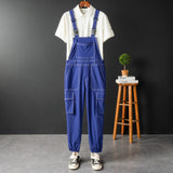 AIDASE  -  Men Joggers Bib Overalls Multi Pockets Cargo Pants Adjustable Suspenders Coveralls Summer Jumpsuits aidase-shop