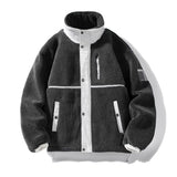 Aidase New Winter Fleece Jacket Men Lamb Wool Streetwear Patchwork Warm Casual Coat Mens Parkas Streetwear Stand Collar Outerwear Man aidase-shop