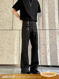 AIDASE  -  Bla Slim Fit Ice Silk West Pants Knife  Drapey Casual Summer Thin Straight Leg Trousers for Men Faionable Straight Cut aidase-shop