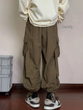 AIDASE  -  Loose Fit American Retro Workwear Casual Pants for Men High Waist Long Trousers Trendy Street Sle Baggy Cuffed Trousers aidase-shop