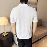 AIDASE  -  Men's Slim V-Neck Spring Summer Stretch Knit Top  Geometric Texture, Breathable Layering Base for Casual & Smart-Casual Outfits aidase-shop
