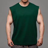 AIDASE  -  Muscular Men's Loose Vest All Cotton Moisture Wicking Sweat Sports Casual Running Basketball Training Shirt Solid Color aidase-shop