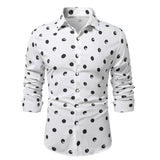 AIDASE  -  Spring and Autumn Polka Dot Print Long Sleeve Men's Shirt Casual Shirt aidase-shop
