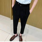 AIDASE  -  British Style Men Suit Pants Light Luxury Advanced Sense Ankle-Length Pencil Pants Summer Slim Fit Business Casual Trousers aidase-shop