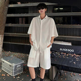 AIDASE  -  Fashion Men's Sets Summer New Short Sleeved Shirt Drawstring Solid Color Shorts Casual Fashionable Two-piece