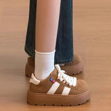 AIDASE  -  Woman Casual Sneakers Spring Fashion Round Toe Lace Up Platform Height Increase Flat Shoes Outdoor Trendy Versatile Chunky Flats aidase-shop