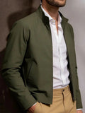 AIDASE  -  Casual Zip-up Stand Collar Jackets Mens Spring Fashion Solid Color Slim Outerwear Men Autumn Stylish Long Sleeve Cardigan Jacket aidase-shop
