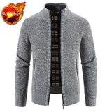 Aidase Knit Sweater Male Zipper Plaid Men's Clothing Cardigan Hoodies Zip-up Thick Winter Red Tops Jumpers Casual Stylish Hot aidase-shop