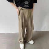 Aidase Falling Trousers For Men In Autumn Solid Wide Leg Straight Trend Versatile Simple British Lace High Waist Casual Trousers aidase-shop