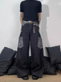 AIDASE  -  Retro American Embroidered Bla Jeans Men High Street Vibe Loose Straight Leg Wide Leg Clean Fit Long Trousers Casual Sleeve aidase-shop