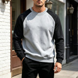 AIDASE  -  Men's Casual Loose Color Patch Shoulder Sleeved Pullover Trendy Round Neck Men's Clothing Tan Sweatshirt Men aidase-shop