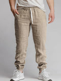 AIDASE  -  Sports Breathable Loose Drawstring Trousers For Men Spring Summer Daily Casual Solid Color Linen Pants Mens Leisure Linen Pants aidase-shop