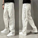 AIDASE  -  Autumn New Style Jeans Men's Trendy Loose Side Strip Webbing Straight Pants for Youth Versatile Washing Wide-leg aidase-shop