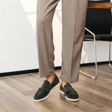 AIDASE  -  Suede Leather Men's Business Casual Shoes Handmade Double Buckle Loafers Leisure Slip on Flats Outdoor Male Driving Moccasins aidase-shop