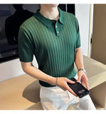 Aidase New Trendy Slim Fit Polo Shirt for Men with Half Sleeves, Fold-over Collar, Ideal for Golf and Summer Casual Wear in Green aidase-shop