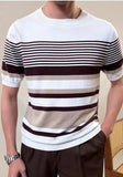 AIDASE  -  Summer Men's Knitted round Ne T-irt Thin ort Sve Breathable Faionable Striped Sea Soul irt Versatile Casual... aidase-shop