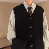 Aidase Knit Sweater Male Red Sleeveless Vest Men's Clothing Slit Button Waistcoat Cardigan Best Selling Products 2024 Overfit Cotton aidase-shop