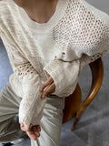 AIDASE  -  Spring Fall Casual Men's Slim Long Sleeve Jumpers Vintage Knitting Hollow Out T-shirts Men Fashion O Neck Knitted Ripped Tees aidase-shop