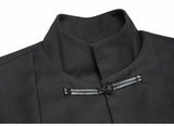 AIDASE  -  New Chinese Style Suit Men's Niche Design Traditional Button Stand Collar Jacket Black Straight Wide Shoulder Coats Ruffian Cool aidase-shop