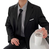 AIDASE  -  Casual Men's Suit Jacket Spring Autumn Black Business Formal Korean Trendy Lightweight Mature Single Button Polyester Viscose aidase-shop