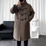 Aidase Mens Hooded Long Woolen Coats Oversized Solid Color Winter Windbreaker Korean Style Casual Trench Outwear Male Clothes aidase-shop