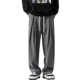 Aidase Spring All Season Casual Soft Solid Men's Cool Boys Drawstring Waist  Long Wide-legged Floor-length Straight-legged Pants aidase-shop