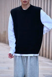 AIDASE  -  Autumn New Round Neck Sweater Vest for Men Korean Fashion Design Loose Casual Solid Color Knitted Sweater Vest Men and Women aidase-shop
