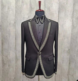 Aidase Luxury Men's Suits Tailored One Piece Blazer One Button Beaded Diamonds Wedding Peaked LapelPlaid Stripes Custom Made Plus Size aidase-shop