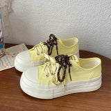 AIDASE  -  Hot Sale Women Thick Sole Canvas Shoes Vintage Fashion Students Breathable Lace-Up Sneakers Platform Black Sports Shoes aidase-shop