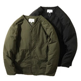 AIDASE  -  New Men's Loose Fit Cotton Jacket Inner Liner No Collar Outdoor Fashionable Outerwear American Military Style Workwear aidase-shop