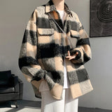 AIDASE  -  American Style Men's Woolen Jacket Loose High Street Large Pocket Decoration Long Sleeve Turn-down Collar Men Coats 21E7628