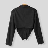 Aidase Spring Autumn Fashion Men Small Suit Set Tailored Collar Long Sleeve Irregular Tops And Straight Pants Two Piece Sets Loose Outf