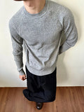 AIDASE  -  Pit Strip Design Men's Tees Long Sleeved Casual Knitting Round Collar Tops Slim Solid Color Male T-shirts Summer 9W3224 aidase-shop