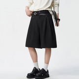AIDASE  -  Men's Vintage Pleated Wide Leg Suit Shorts, High Waist Casual Knee Length Shorts aidase-shop