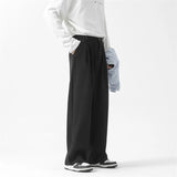 Aidase Grey Black Suit Pants Men Fashion Society Mens Dress Pants Korean Loose Straight Wide Leg Pants Mens Office Formal Trousers aidase-shop