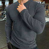 AIDASE  -  Spring Autumn Casual T-Shirt Men Long Sleeves Solid Shirt Fitness Bodybuilding Tees Tops Male Fashion Slim Stripes Tshirts aidase-shop