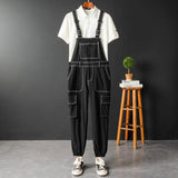 AIDASE  -  Men Joggers Bib Overalls Multi Pockets Cargo Pants Adjustable Suspenders Coveralls Summer Jumpsuits aidase-shop