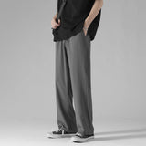 AIDASE  -  Men's Black Ice Silk Wide Leg Pants Thin Man Comfortable Quick Drying Pants Summer Loose Casual Streetwear Loose Trouser Pants aidase-shop