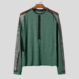 AIDASE  -  Men T Shirt Mesh Patchwork Transparent O-neck Long Sleeve Sexy Casual Male Tee Tops Streetwear 2025 Stylish Camisetas aidase-shop
