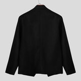 AIDASE  -  Men Blazer Solid Color Lapel Long Sleeve Button Casual Male Suit Streetwear Spring Autumn Elegant Fashion Thin Coats Men aidase-shop
