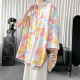 AIDASE  -  Men's Trendy Tie-Dye Short Sleeve Casual Shirt 2025 Summer New Fashion Lapel Single Breasted Tops Handsome Clothes 21E6522 aidase-shop