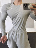 AIDASE  -  New Fitness Training Top Quick Dry Long Sleeve Outdoor Elastic Slim Fit Solid Color Round Neck Comfortable Breathable Shirt aidase-shop