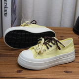AIDASE  -  Hot Sale Women Thick Sole Canvas Shoes Vintage Fashion Students Breathable Lace-Up Sneakers Platform Black Sports Shoes aidase-shop