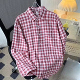 AIDASE  -  Men's Long Sleeved Checkered Shirt Japanese Casual Contrasting Color Male Top Spring Autumn Loose Thin Fashion Coat aidase-shop