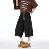 AIDASE  -  Denim Ice Silk Men's Casual Pants Summer New Trendy 2025 Solid Color Elastic Waist Trousers aidase-shop