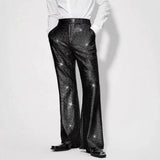 AIDASE  -  Performance Casual Pants Shiny Sequin Plaid Pattern Evening Show Off-Waist Dressing Bottoms Men's Fashion aidase-shop