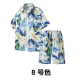 AIDASE  -  Men's Tropical Print 2 Piece Hawaiian Outfits Short Sleeve Button Down Shirt Tops and Shorts Set aidase-shop