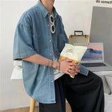 AIDASE  -  Men's Trendy Brand INS Five Sve Casual Versatile f Sve Trendy BF College Sle Denim irt aidase-shop