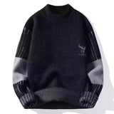 AIDASE  -  Men's autumn and winter pullover with thick base knit sweater light luxury semi high neck warm solid color simple sweater aidase-shop